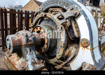 Bellis & Morcom Ltd moteur à vapeur autolubrifiant BREVETÉ N° 2315 avec générateur de tramway au musée de tramway de Crich, Matlock, Derbyshire.England Banque D'Images