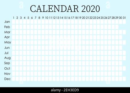 calendrier 2020. Сorporate semaine de conception. Isolé sur fond horizontal. Placez les autocollants. Illustration de Vecteur