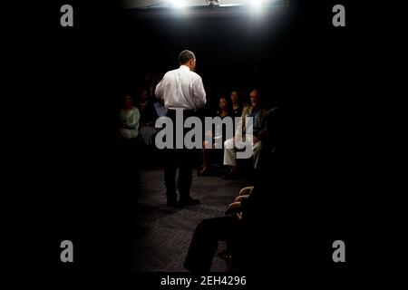 Le président Barack Obama participe au Forum d'organisation des soins de santé aux États-Unis au siège du Comité national démocratique à Washington, D.C., le 8 août 2009. Banque D'Images