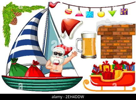 Ensemble d'objets isolés de noël thème d'illustration été Illustration de Vecteur