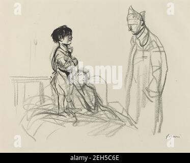 Mère et enfant visités par Soldier à l'hôpital, c. 1914/1919. Banque D'Images