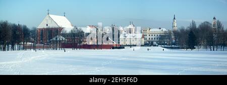 La vue panoramique de la vieille ville historique de Kaunas en hiver (Lituanie). Banque D'Images