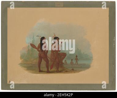 Deux jeunes hommes Hyda, 1855/1869. STU-b&#xe9;n-sal-la et L&#xed;ps-l&#xed;ps-ketch équipé pour la pêche sur la côte du Pacifique, près de Vancouver 1855. Banque D'Images