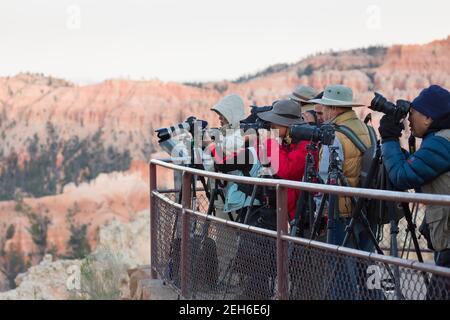 BRYCE CANYON, UT - 27 MAI 2012. Groupe de photographes japonais, touristes prenant des photos de Bryce Canyon au départ de Bryce point, Utah, États-Unis Banque D'Images