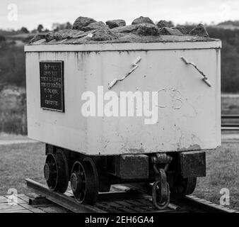 Le parc régional et le musée minier d'Apedale avec camion à charbon dans le Staffordshire du Nord, en Angleterre, au Royaume-Uni - un site historique de l'exploitation minière du charbon Banque D'Images