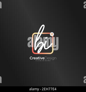 BI lettre initiale logo écriture manuscrite dessin à la main boîte colorée vecteur, logo pour la beauté, cosmétiques, mariage, mode et affaires, et autre Illustration de Vecteur