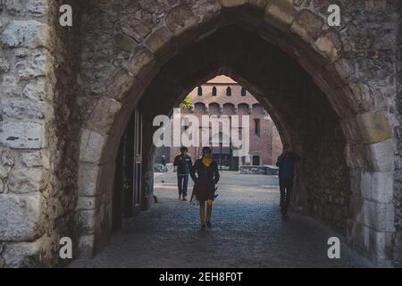 Porte de St Florian ou porte de Florian à Cracovie, Pologne Banque D'Images