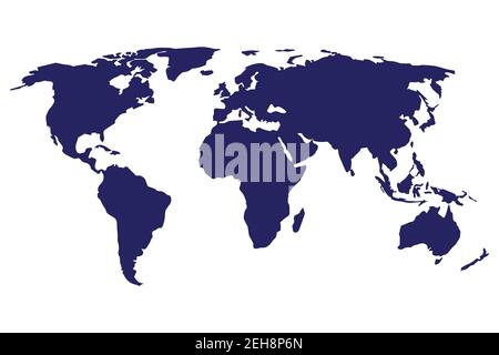 Carte du monde simple dans un style plat. Signe vectoriel sur fond blanc Illustration de Vecteur
