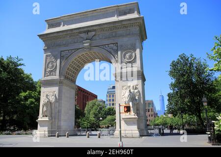 Washington Square Arch, Washington Square Park, Greenwich Village, Manhattan, New York City, ÉTATS-UNIS Banque D'Images