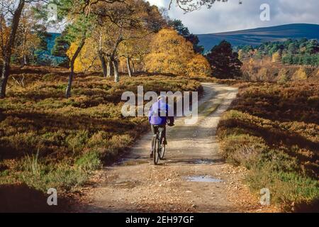 VTT à Glen Quoich dans le parc national de Cairngorm Écosse Banque D'Images