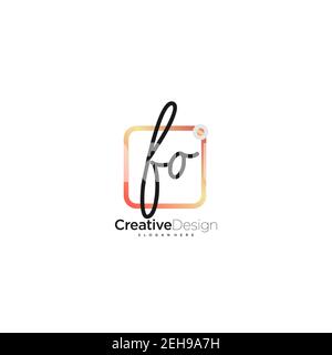 FO lettre initiale logo écriture manuscrite dessin à la main boîte colorée vecteur, logo pour la beauté, cosmétiques, mariage, mode et affaires, et autre Illustration de Vecteur