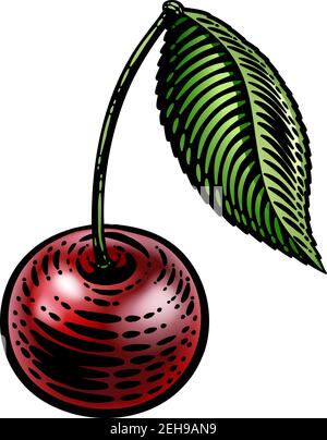 Illustration de la coupe de bois Vintage Cherry Berry Illustration de Vecteur