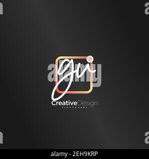 GV lettre initiale logo écriture manuscrite dessin à la main boîte colorée vecteur, logo pour beauté, cosmétiques, mariage, mode et affaires, et autre Illustration de Vecteur