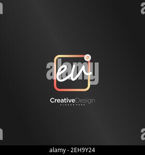 EV lettre initiale logo écriture manuscrite dessin à la main boîte colorée vecteur, logo pour la beauté, cosmétiques, mariage, mode et affaires, et autre Illustration de Vecteur