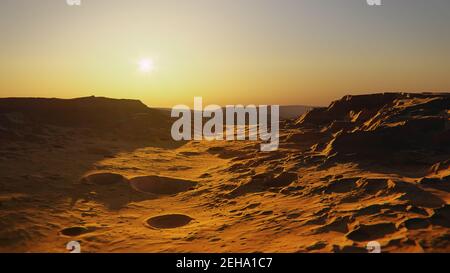 Paysage sur la planète Mars, paysage espace désert scène sur la planète rouge Banque D'Images
