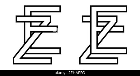 Logo signe ez ze icône signe interlacés lettres Z, E vecteur logo ez, ze premières lettres majuscules motif alphabet e, z Illustration de Vecteur