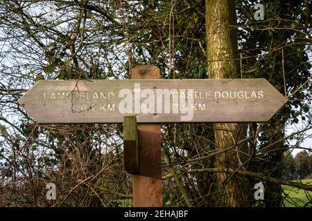 Panneau campagne à Threave dans le sud-ouest de l'Écosse près du château Douglas et le pont de Dee Banque D'Images