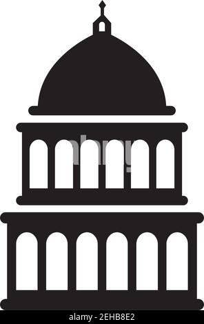 Illustration vectorielle isolée du modèle de conception de l'icône du bâtiment Capitol Illustration de Vecteur