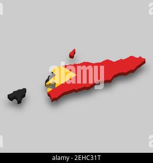carte isométrique 3d du Timor oriental avec drapeau national. Illustration vectorielle. Illustration de Vecteur