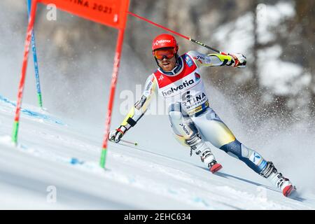 Leif Kristian Nestvold-Haugen (NOR) en action pendant les Championnats du monde DE SKI alpin 2021 de la FIS - Giant Slalom - hommes, course de ski alpin à Cortina (BL), Italie, février 19 2021 Banque D'Images