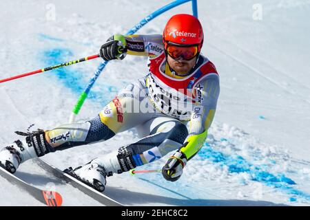 Labirinti, Cortina (BL), Italie, 19 février 2021, Leif Kristian Nestvold-Haugen (NOR) en action pendant 2021 FIS Championnats du monde DE SKI alpin - Giant Slalom - hommes, course de ski alpin - photo Francesco Scaccianoce / LM Banque D'Images