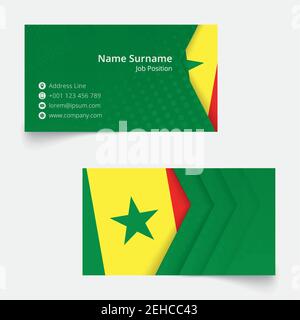 Carte de visite drapeau Sénégal, taille standard (90x50 mm) modèle de carte de visite avec fond perdu sous le masque de découpe. Illustration de Vecteur