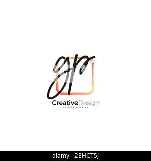 GP lettre initiale logo écriture manuscrite dessin à la main boîte colorée vecteur, logo pour la beauté, cosmétiques, mariage, mode et affaires, et autre Illustration de Vecteur