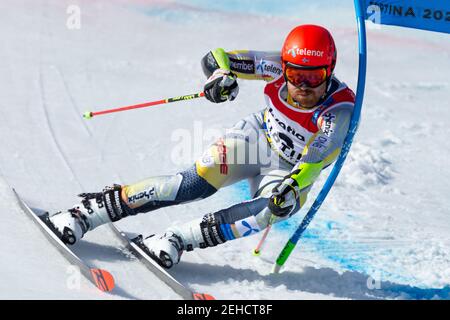 Cortina (BL, Italie. 19 février 2021. Cortina (BL), Italie, Labirinti, 19 février 2021, Leif Kristian Nestvold-Haugen (NOR) en action pendant 2021 FIS Championnats du monde DE SKI alpin - Giant Slalom - hommes - course de ski alpin crédit: Francesco Scaccianoce/LPS/ZUMA Wire/Alay Live News Banque D'Images