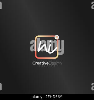 NI lettre initiale logo écriture manuscrite dessin à la main boîte colorée vecteur, logo pour la beauté, cosmétiques, mariage, mode et affaires, et autre Illustration de Vecteur