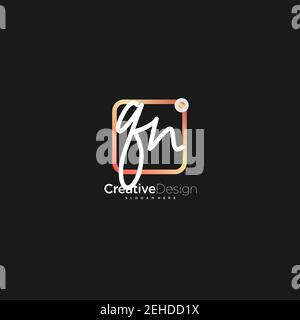 QN lettre initiale logo écriture manuscrite dessin à la main boîte colorée vecteur, logo pour la beauté, cosmétiques, mariage, mode et affaires, et autre Illustration de Vecteur