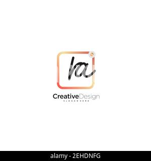 RA lettre initiale logo écriture manuscrite dessin à la main boîte colorée vecteur, logo pour beauté, cosmétiques, mariage, mode et affaires, et autre Illustration de Vecteur