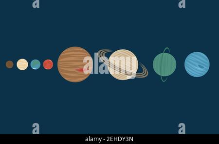 planètes du système solaire dans l'ordre. vecteur plat Illustration de Vecteur