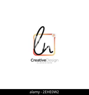 LN lettre initiale logo écriture manuscrite dessin à la main boîte colorée vecteur, logo pour beauté, cosmétiques, mariage, mode et affaires, et autre Illustration de Vecteur
