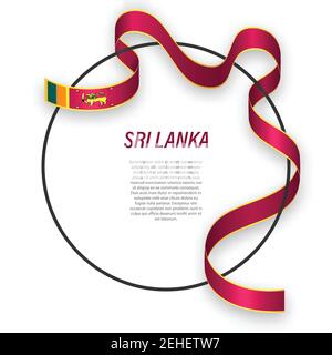 Drapeau du Sri Lanka sur un cadre circulaire. Modèle pour la conception de l'affiche du jour de l'indépendance Illustration de Vecteur