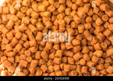 L'alimentation des poissons flottants Pellet. Banque D'Images