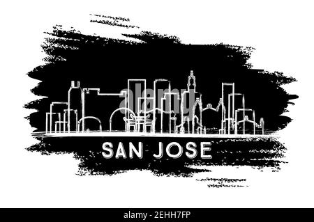 San Jose California USA City Skyline Silhouette. Esquisse dessinée à la main. Voyages d'affaires et tourisme concept avec architecture moderne. Illustration vectorielle. Illustration de Vecteur