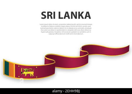 Forme un ruban ou une bannière avec pavillon de Sri Lanka. Modèle pour la conception de l'affiche de la fête de l'indépendance Illustration de Vecteur