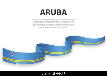 Ruban de tissage ou bannière avec drapeau d'Aruba. Modèle pour la conception de l'affiche du jour de l'indépendance Illustration de Vecteur