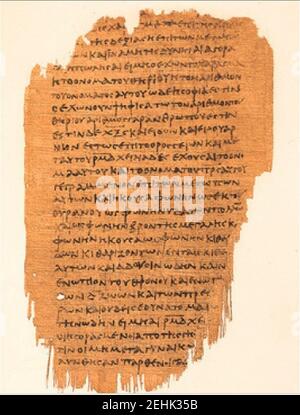 Papyrus 47 Rév. 13,16-14.4. Banque D'Images