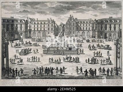 Paris - place des victoires Aquarell von Adam Perelle +1695, 1660. Banque D'Images