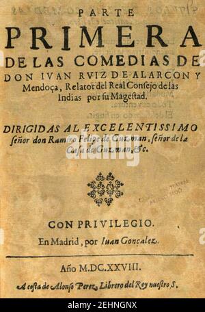 Parc primera de las comedias de don Juan Ruiz de Alarcón. Banque D'Images