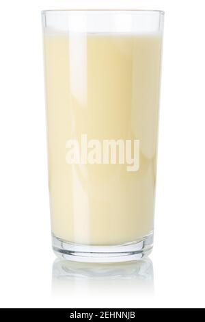 Boisson au jus de fruits et smoothie à la banane Milk shake Milk shake dans un verre isolé sur fond blanc Banque D'Images