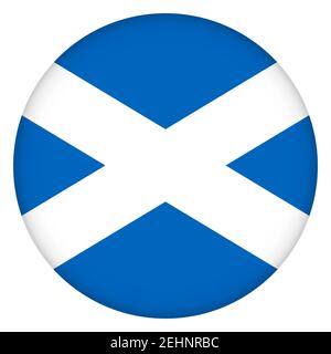 Drapeau de l'Ecosse, icône ronde, badge ou bouton. Symbole national écossais. Modèle, illustration vectorielle. Illustration de Vecteur