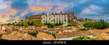 Cité de Carcassonne dans l'Aude en Occitanie, France Banque D'Images
