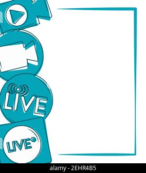 live multimédia streaming message internet numérique vecteur illustration design bleu Illustration de Vecteur