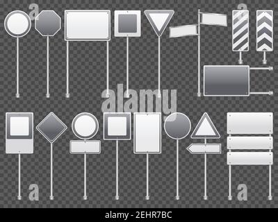 Les panneaux d'avertissement et de réglementation de la circulation routière sont noirs illustration vectorielle blanche sur fond transparent foncé Illustration de Vecteur