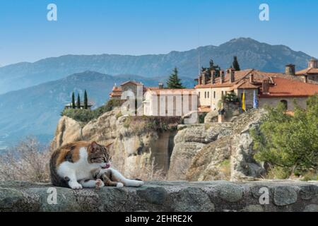 Meteora ( Μετέωρα ) site classé au patrimoine mondial de l'UNESCO. Thessalie, Grèce Banque D'Images