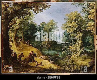 Paul Bril la chasse au Cerf. Banque D'Images