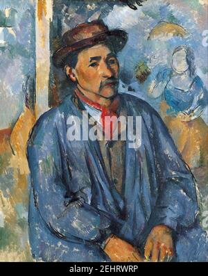 Paul Cézanne - homme dans un Smock bleu Banque D'Images