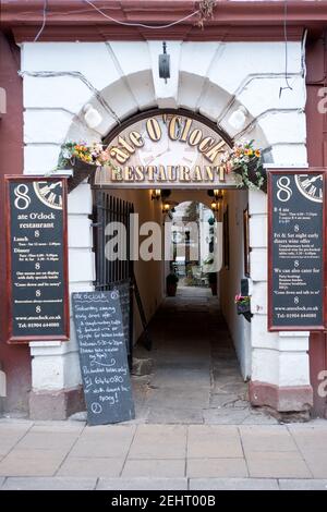 YORK, YORKSHIRE, Royaume-Uni - 13 MARS 2010 : entrée au restaurant ATE O'Clock à High Ousegate Banque D'Images